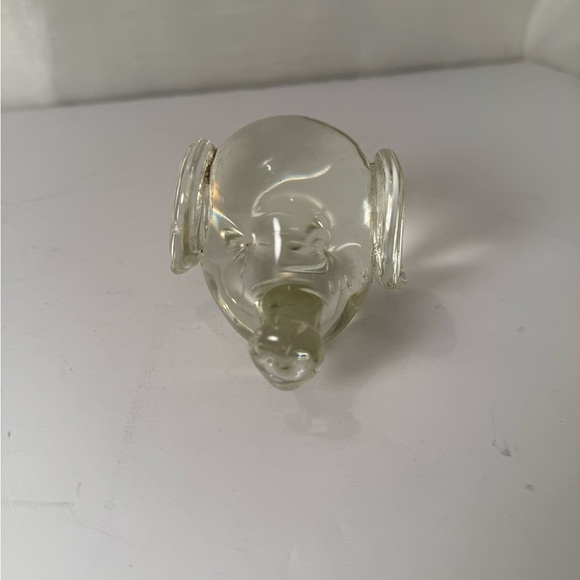 Vintage Small Controlled Bubble Clear Glass Paperweight Pig Head - Picture 6 of 7
